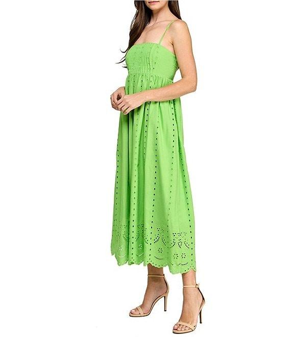 Layered With Love Poppy Square Neck Empire Waist Cotton Eyelet Maxi Dress Product Image