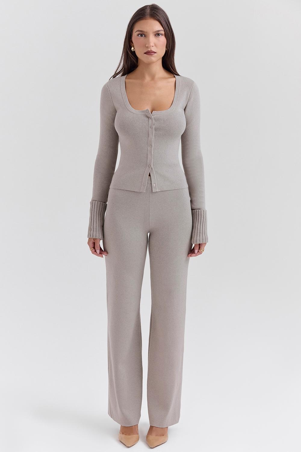 Hunter  grey cashmere straight leg trousers Product Image