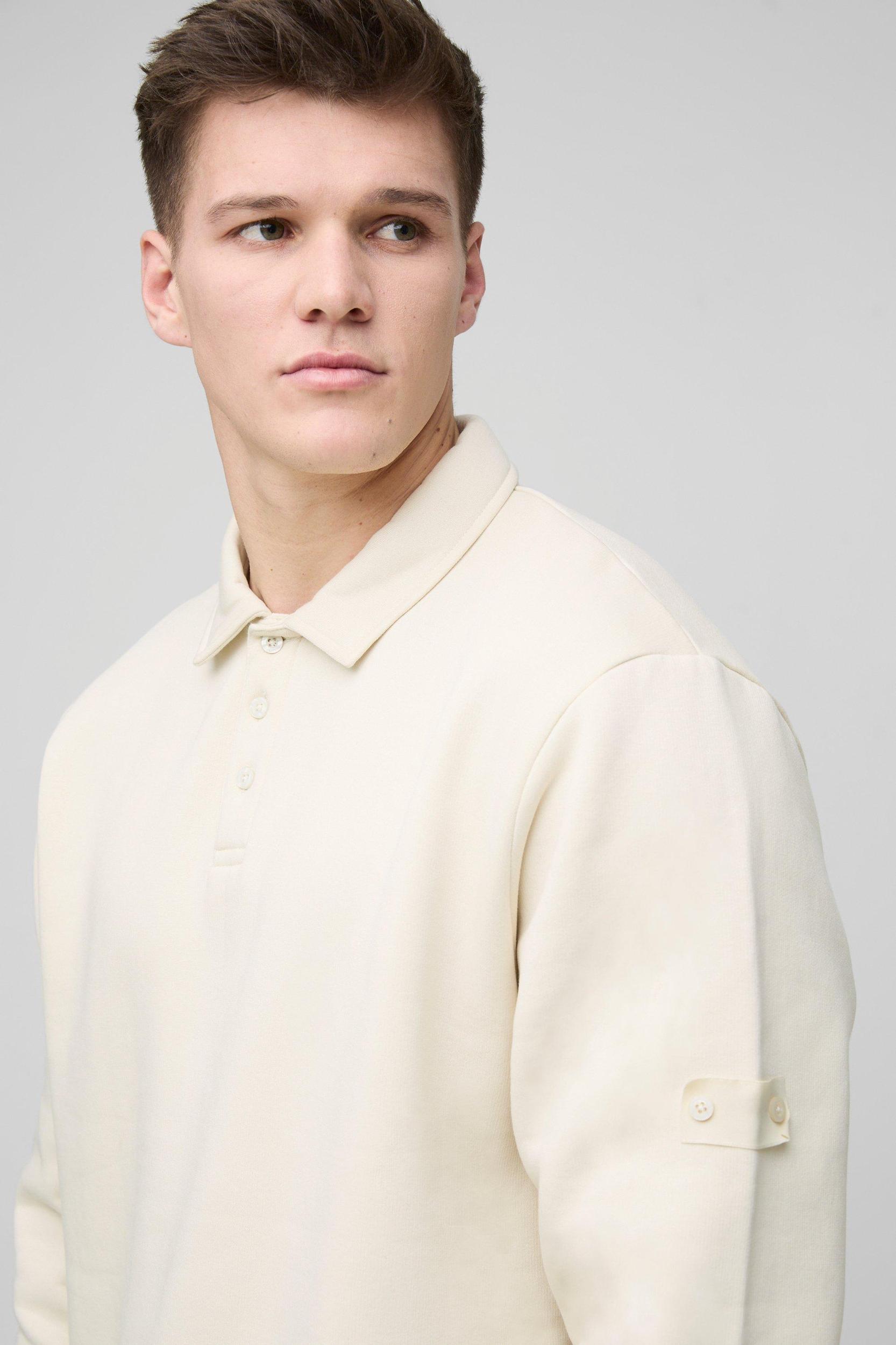 Tall Woven Tab Rugby Polo | boohooMAN USA Product Image