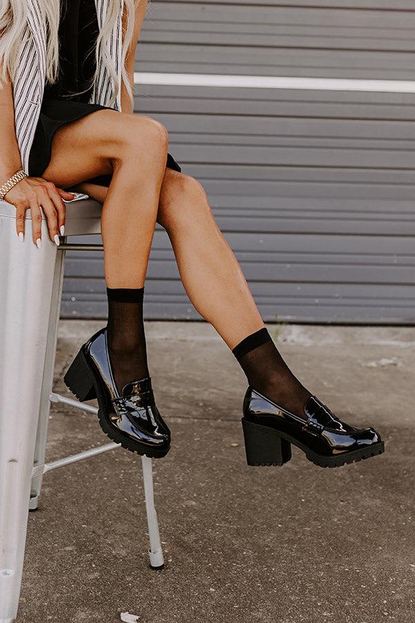 The Amara Patent Heel Loafer In Black Product Image