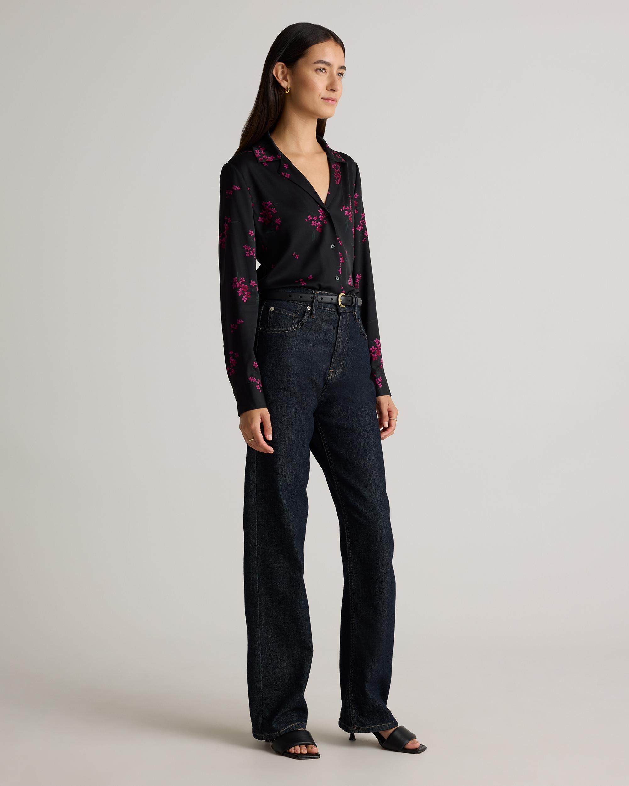 Quince | Women's Washable Stretch Silk Notch Collar Blouse Size XL Product Image