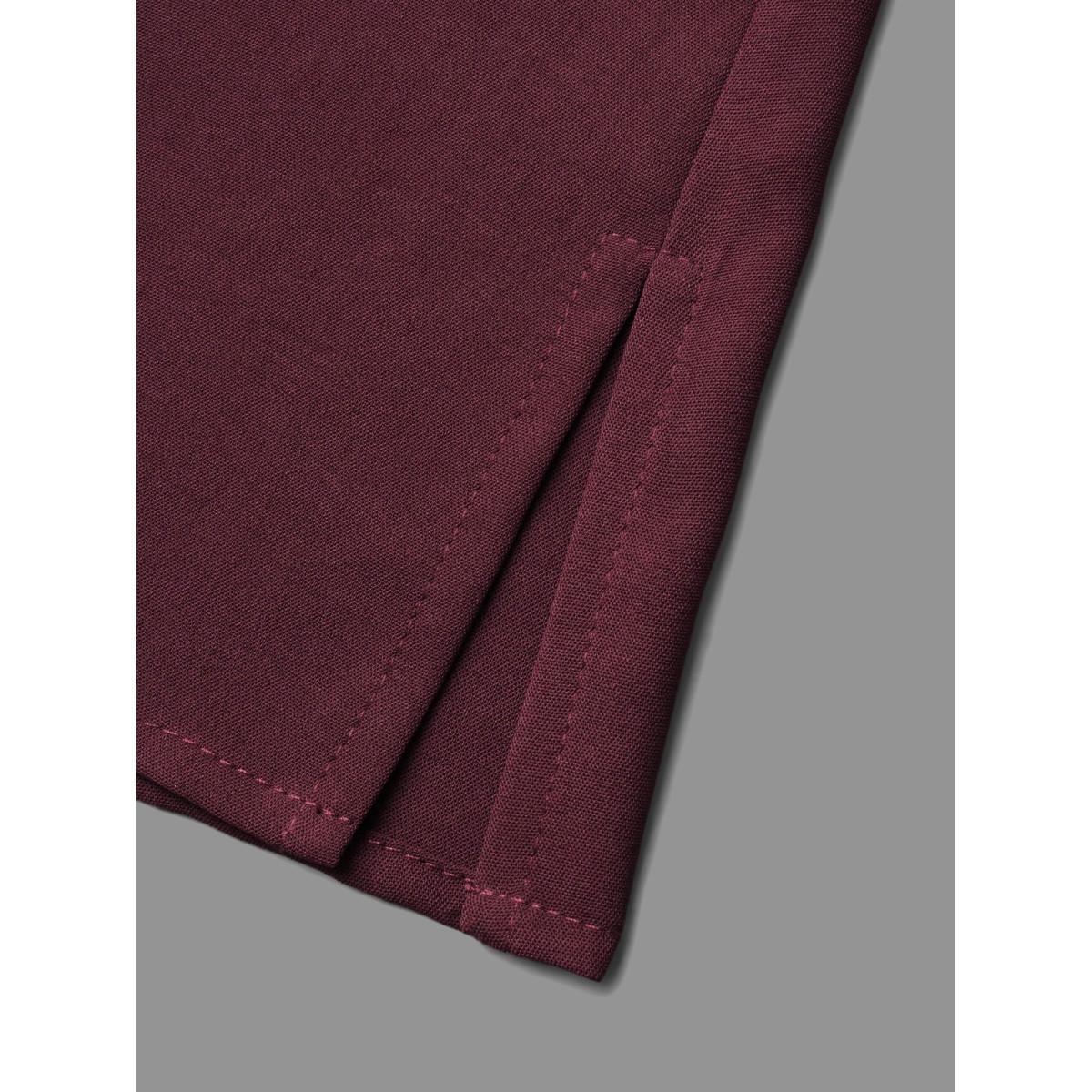 Plus Size Deepred Texture Ruffles Patchwork Gathered Blouse Women Elegant Long Sleeve Stand-up collar Everyday Blouses BloomChic 28/5X Product Image