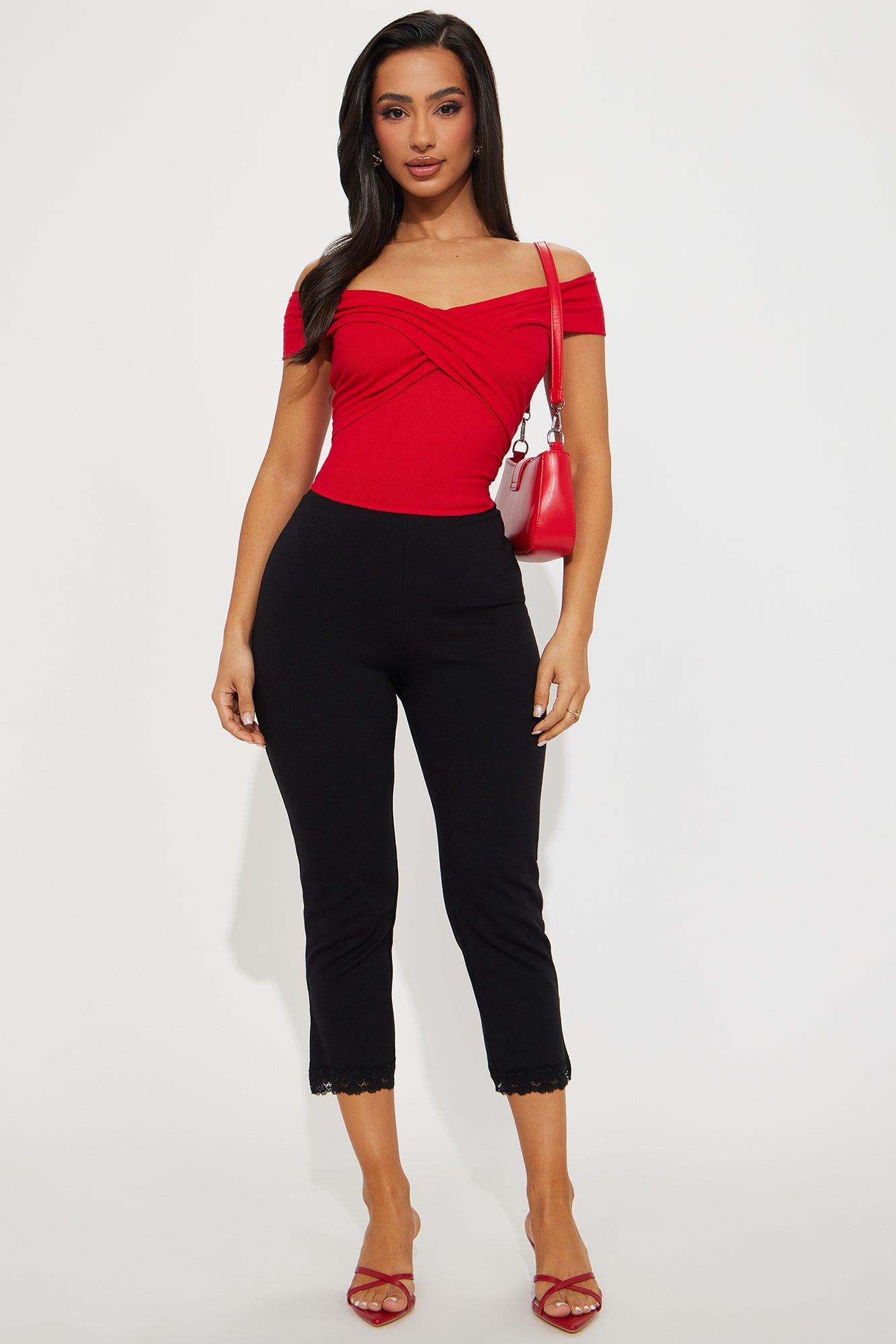 Shaina Off Shoulder Top - Red Product Image