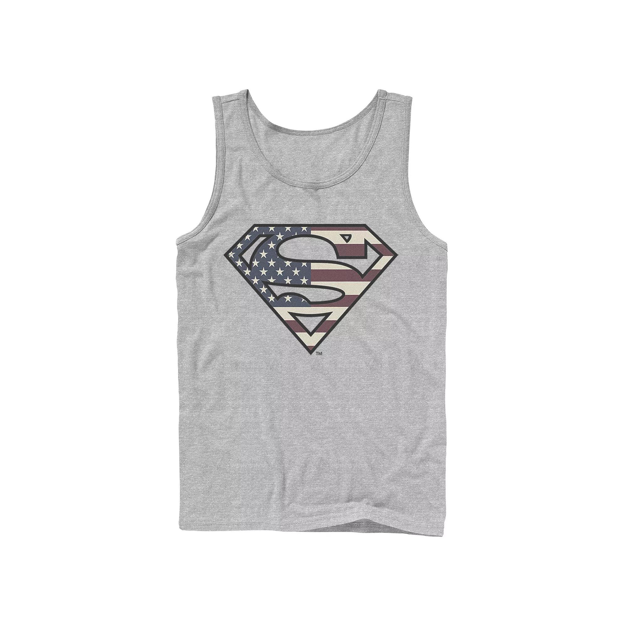 Men's DC Comics Superman Vintage American Flag Logo Fill Tank Top,  Product Image