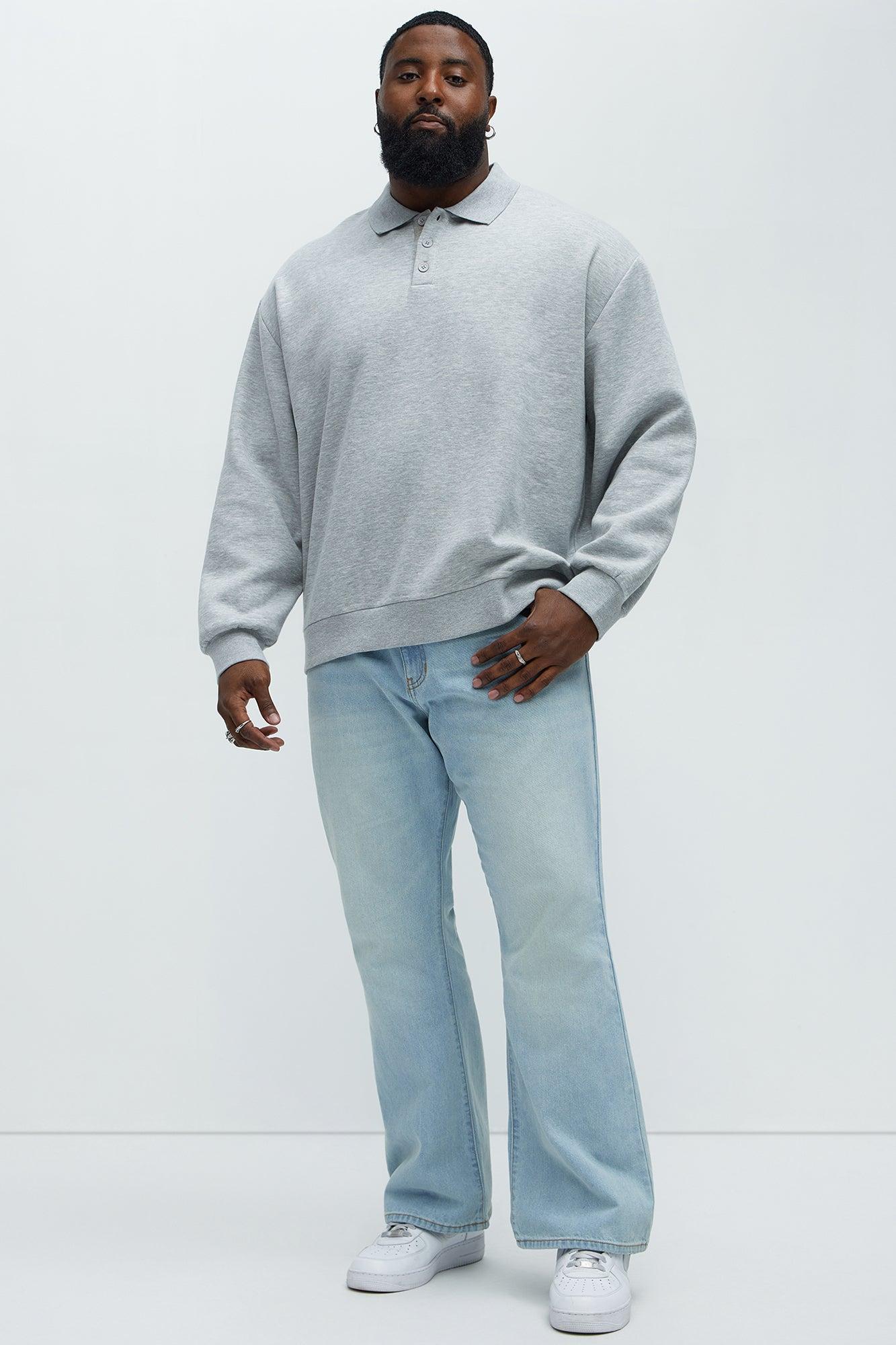 Tyson Fleece Long Sleeve Polo - Heather Grey Product Image