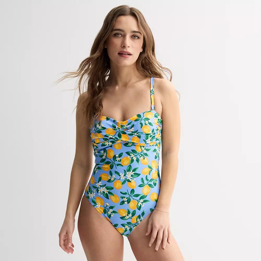 Women's Draper James Bandeau One-Piece Swimsuit, Size: XL, Yellow Blossom Product Image