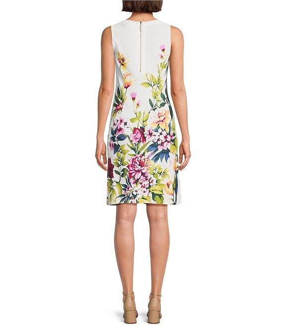 Tommy Bahama Darcy Verde Bloom Printed Drapery Ponte Jersey V-Neck Sleeveless Sheath Dress Product Image