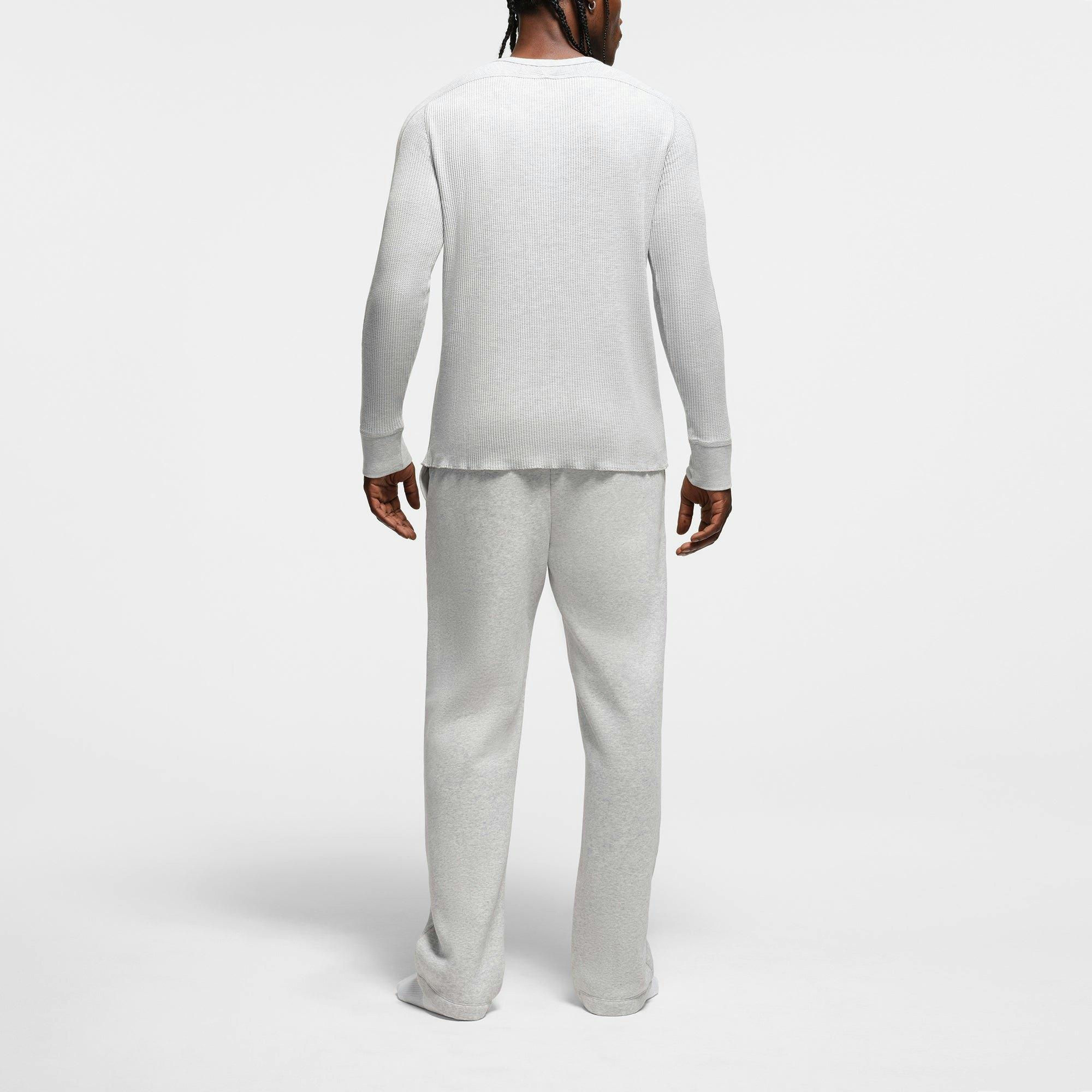 WAFFLE MENS SLIM LONG SLEEVE HENLEY | LIGHT HEATHER GREY Product Image