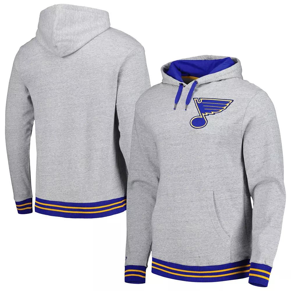 Men's Mitchell & Ness  Heather Gray St. Louis Blues Classic French Terry Pullover Hoodie, Size: XL, Grey Product Image