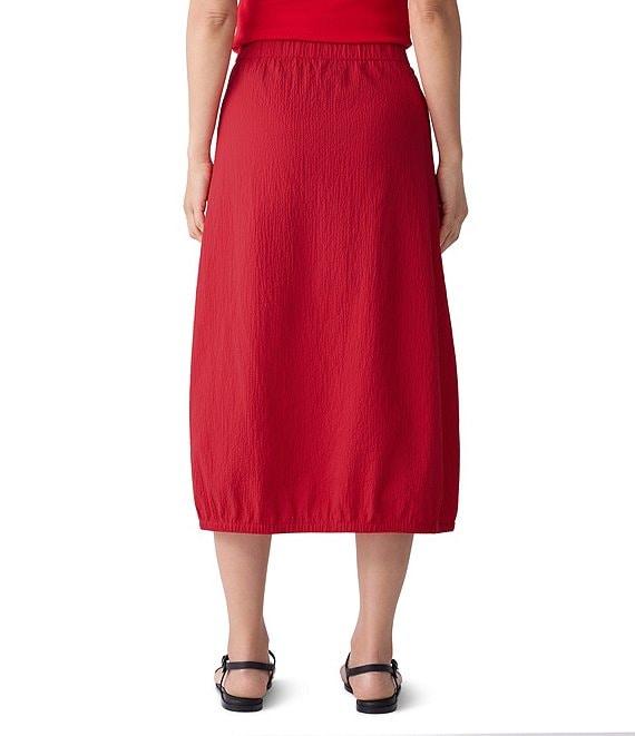 Eileen Fisher Crinkle Organic Cotton Blend Elastic Waist Lantern Midi Skirt Product Image
