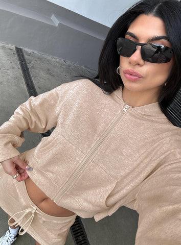 Revive Zip Through Hoodie Oat Marle Product Image