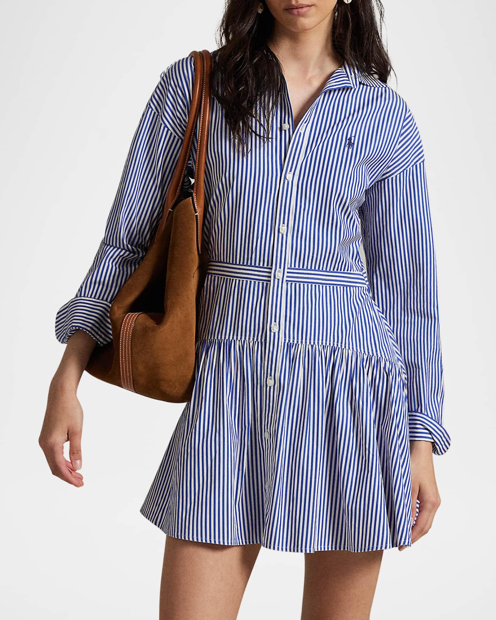 Striped Cotton Paneled Shirtdress Product Image