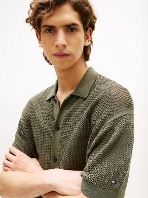 Short-Sleeve Open-Knit Overshirt Product Image