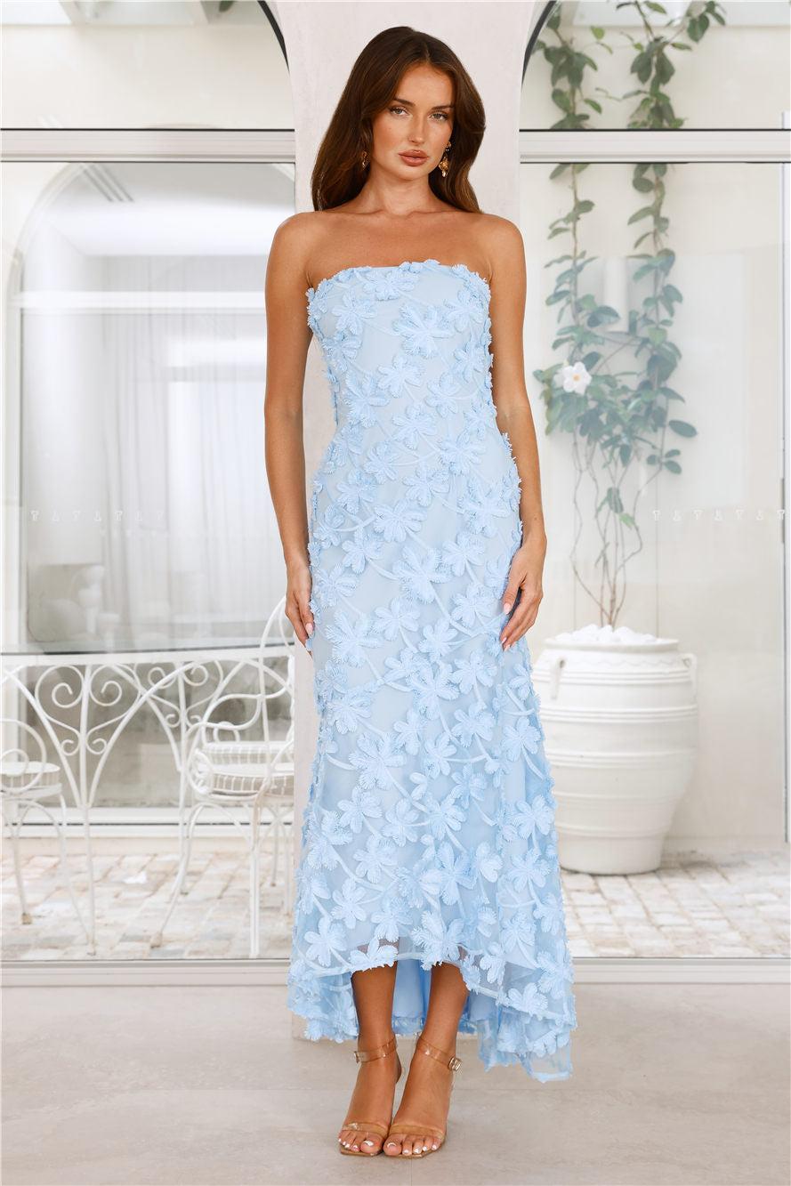 Urban Petal Strapless Maxi Dress Blue Product Image