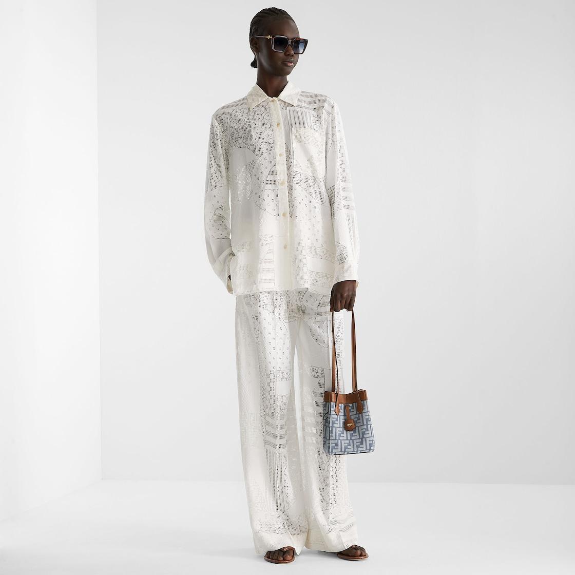 Fendi Origami MiniBlue denim-effect FF jacquard transformable mini-bag Product Image