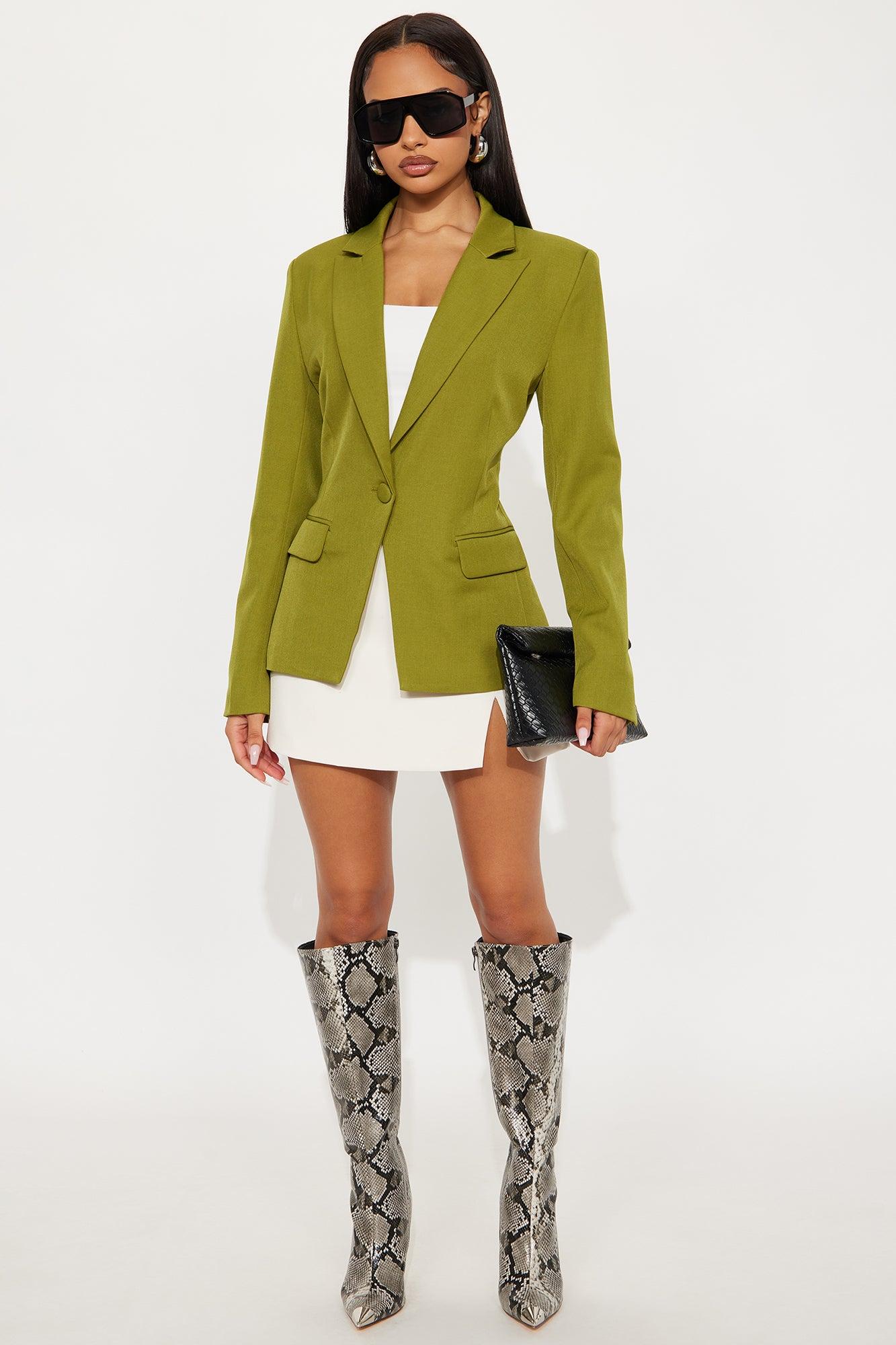 Breaking Even Blazer - Chartreuse Female Product Image