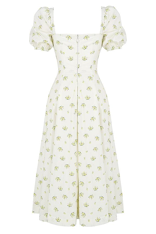 Tallulah  ivory floral puff sleeve midi dress Product Image