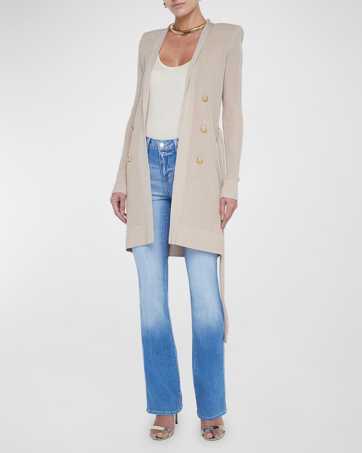 Noe Double-Breasted Metallic-Knit Cardigan Product Image