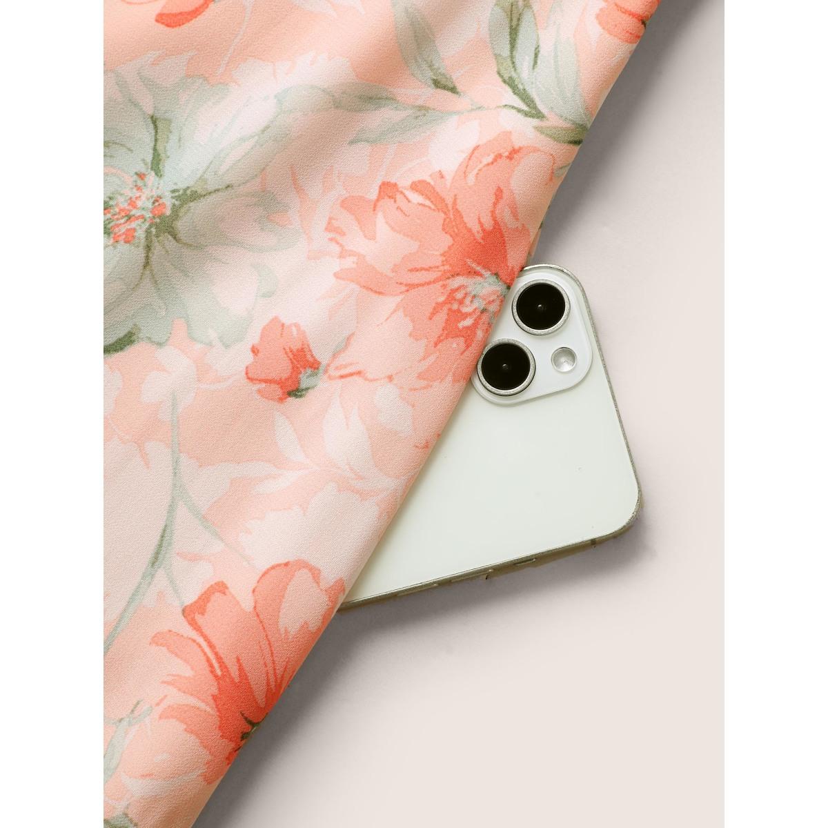 Plus Size Watercolor Floral Shirred Ruffle Hem Cami Dress Crepe Women Elegant Shirred Strapless Sleeveless Curvy BloomChic 26/4X Product Image