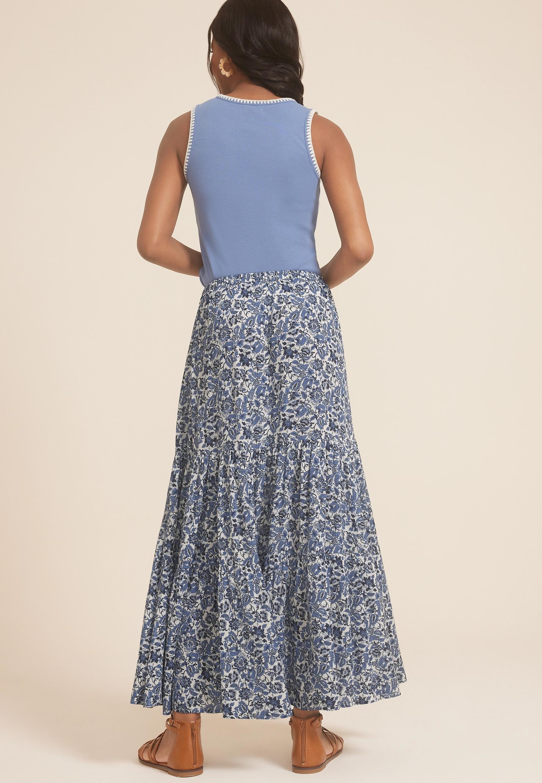 Printed High Rise Maxi Skirt Product Image