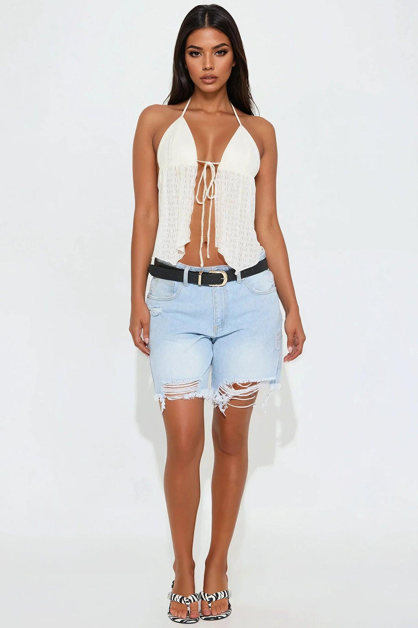 Alexandra Lace Flyaway Top - Ivory Product Image