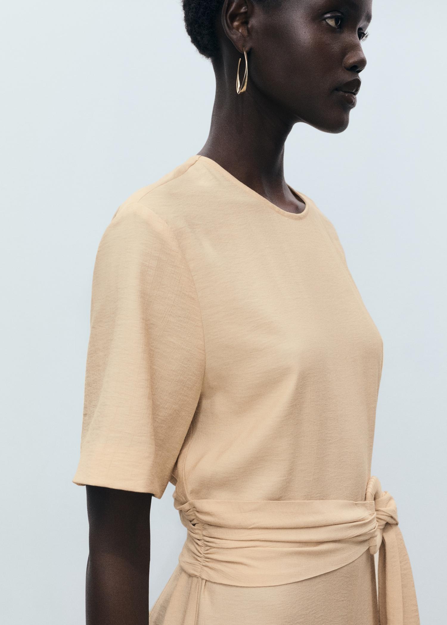 Straight-fit short-sleeved jumpsuit with belt - Women | MANGO USA Product Image