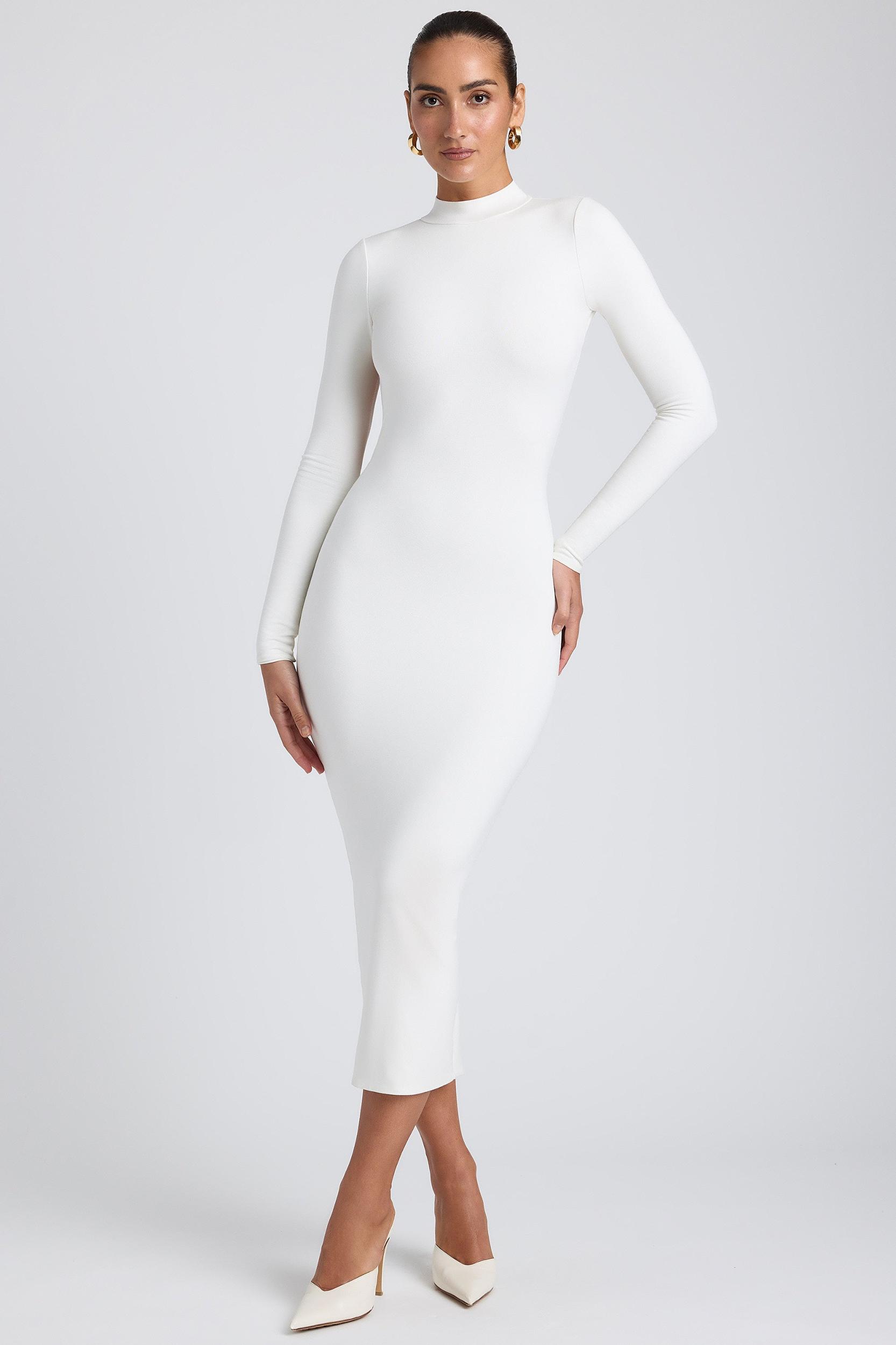 Modal Cross-Back Midaxi Dress in White Female Product Image