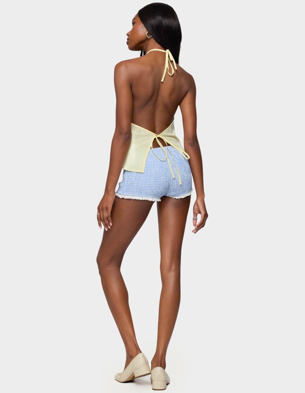 EDIKTED Oliviana Linen Look Halter Top - YELLOW Product Image