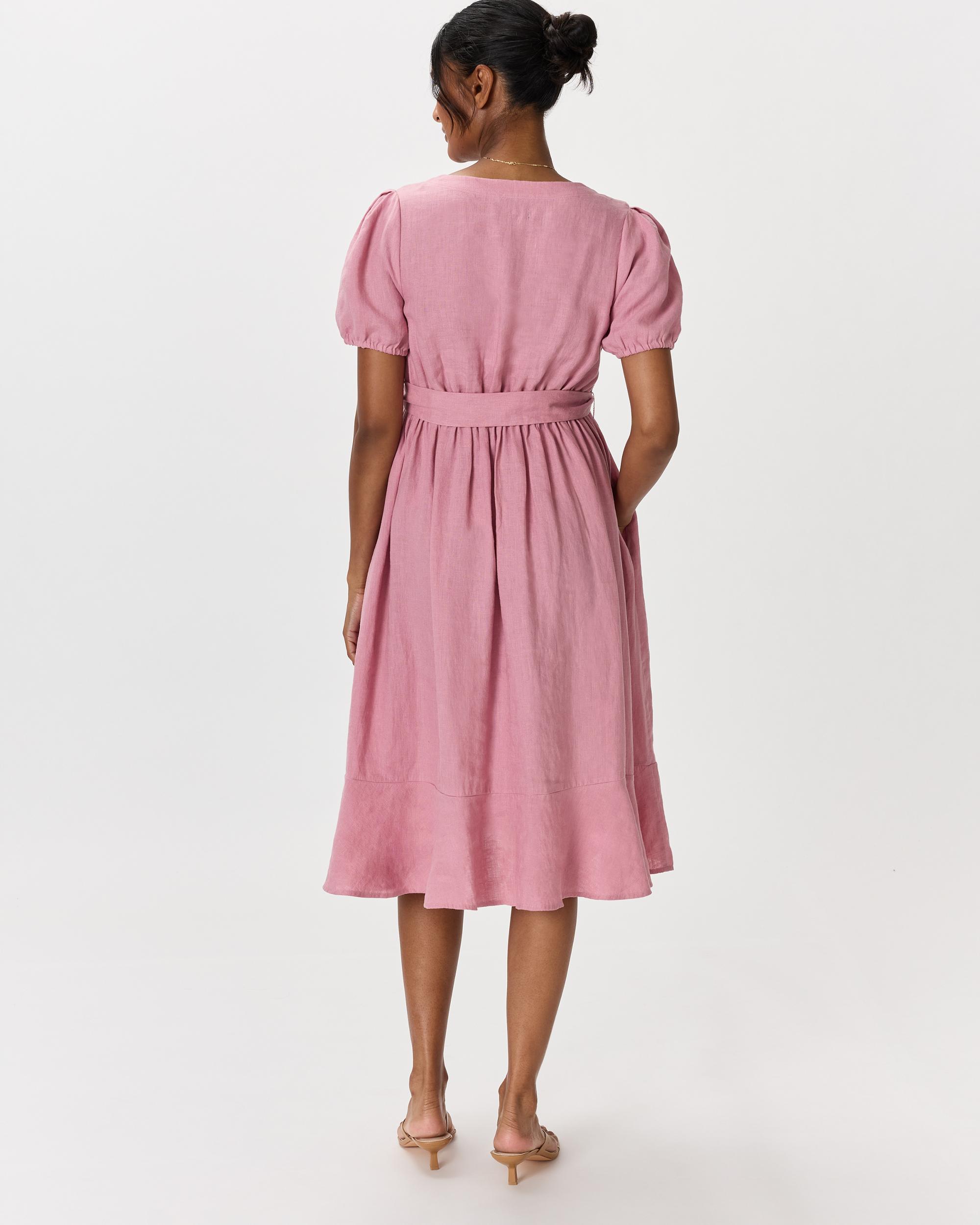 Quince | Women's 100% European Linen Maternity Short Sleeve Midi Dress Size XL, Tencel Product Image