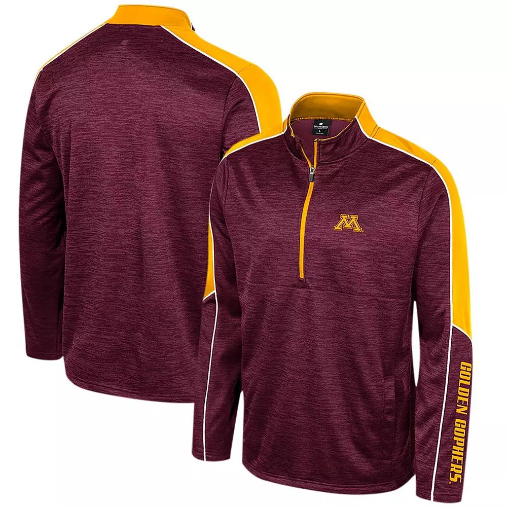 Men's Colosseum Maroon Minnesota Golden Gophers Marled Half-Zip Jacket,  Product Image