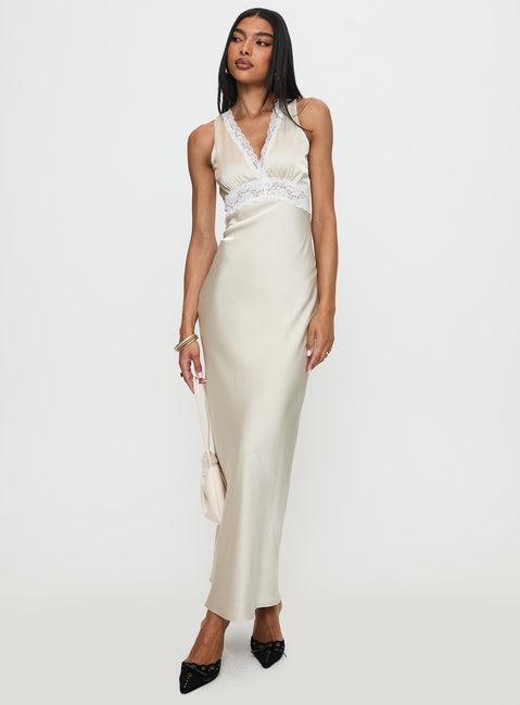 Persefonie Lace Maxi Dress Champagne Product Image