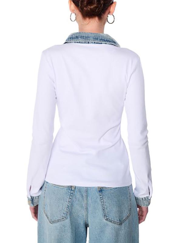 Long Sleeves Skinny Buttoned Split-Joint Lapel Blouses&Shirts Tops Product Image