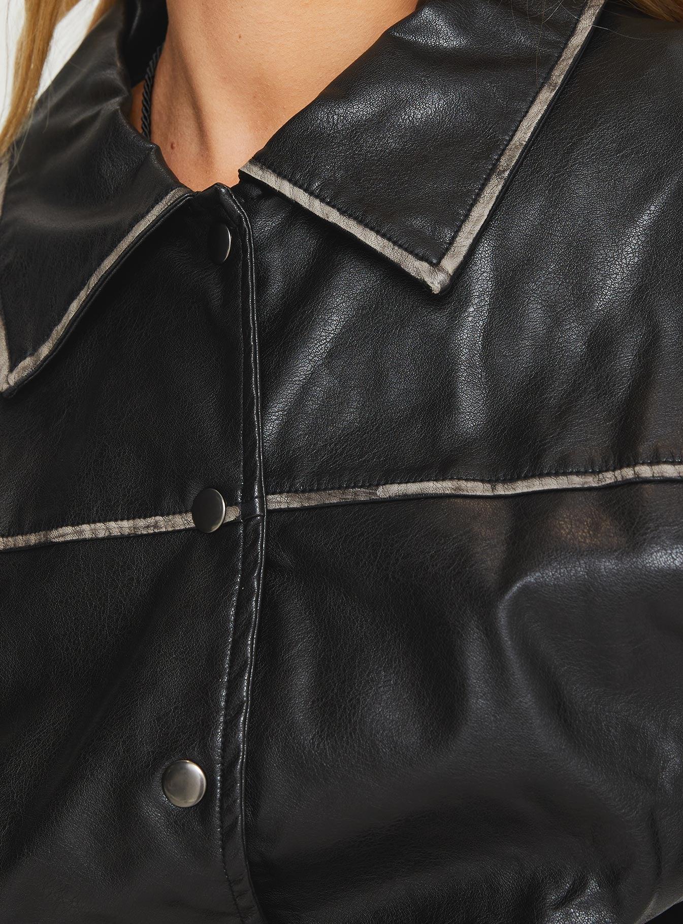 Cordae Faux Leather Jacket Washed Black Product Image