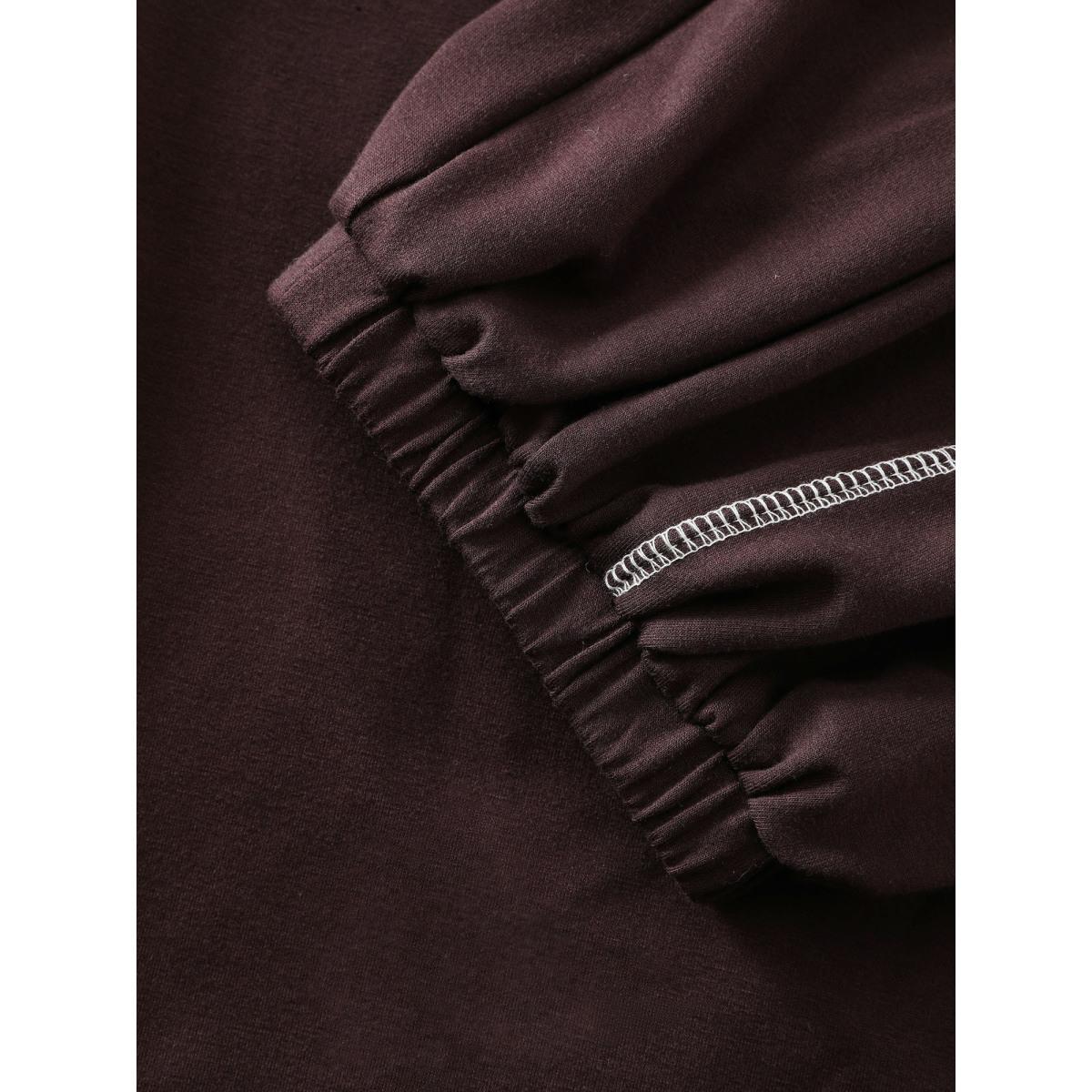 Plus Size Supersoft Color Contrast Edges Pockets Pants Women DarkBrown Leisure Jogger Mid Rise Casual Pants BloomChic 28/5X Product Image