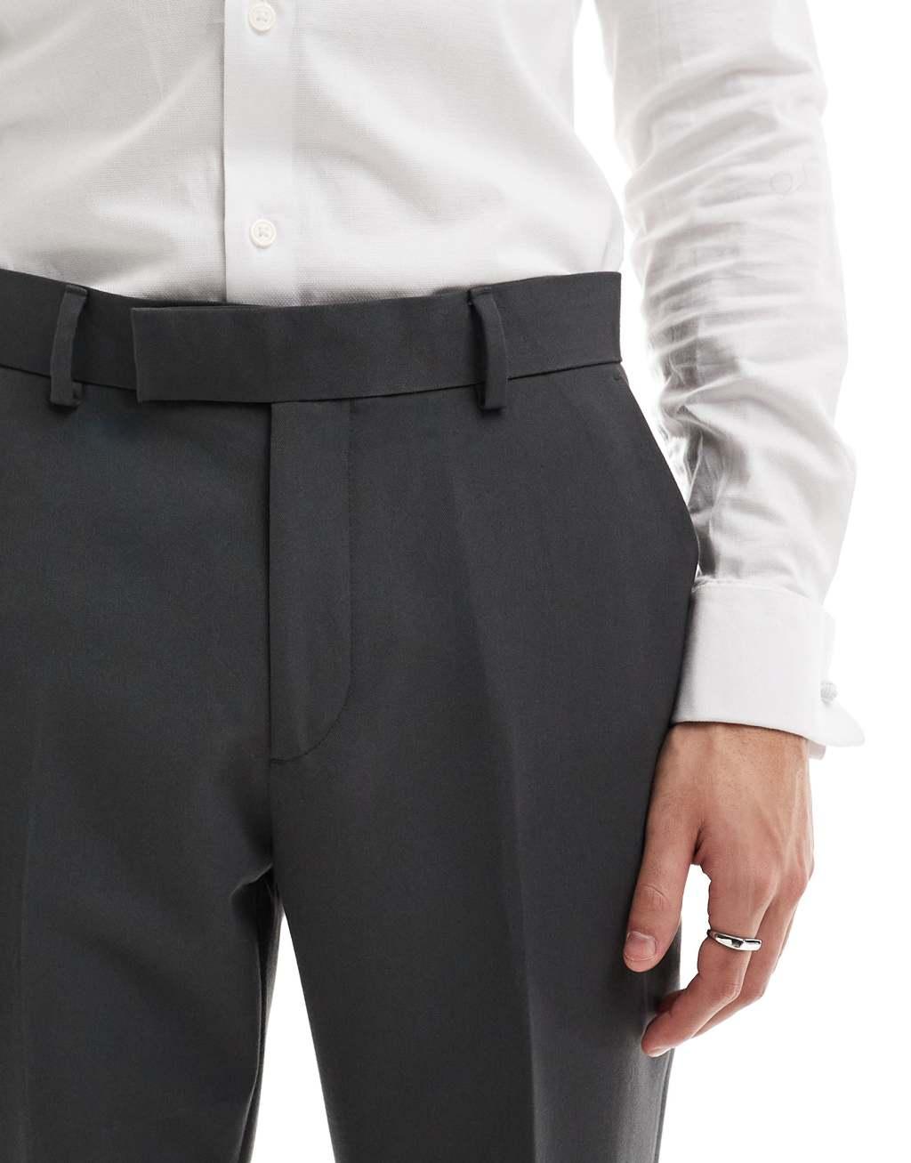 ASOS DESIGN smart slim fit pants in dark gray Product Image