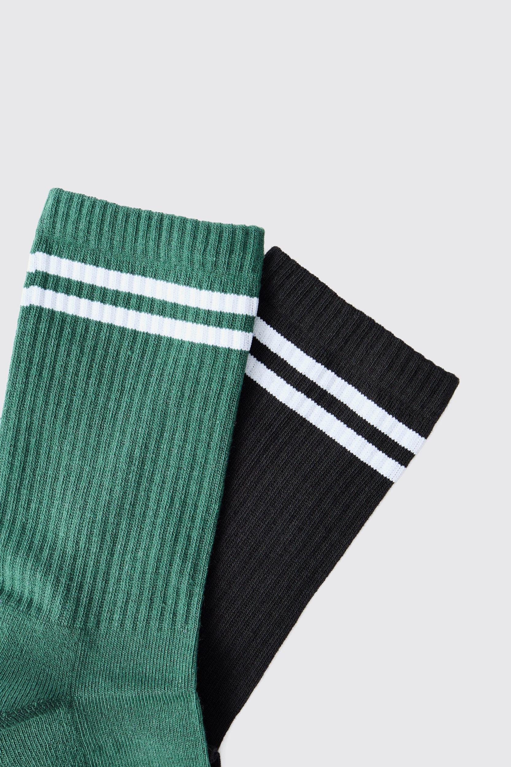 2 Pack Official MAN Highbuild Print Stripe Sport Sock | boohooMAN USA Product Image