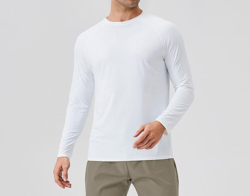 Long-Sleeve Round Neck Plain Sport T-Shirt Product Image