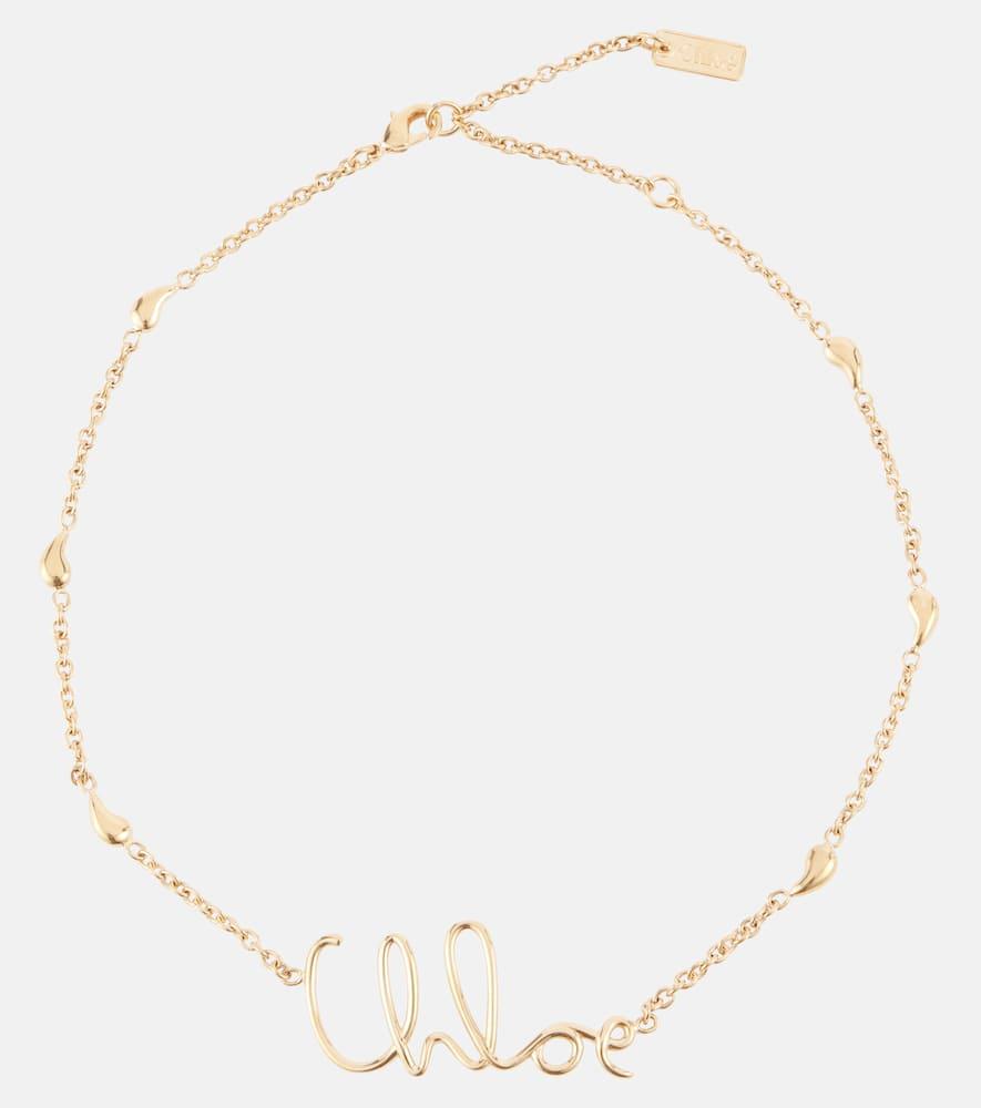 CHLOÉ Golden Logo Shells Necklace Product Image