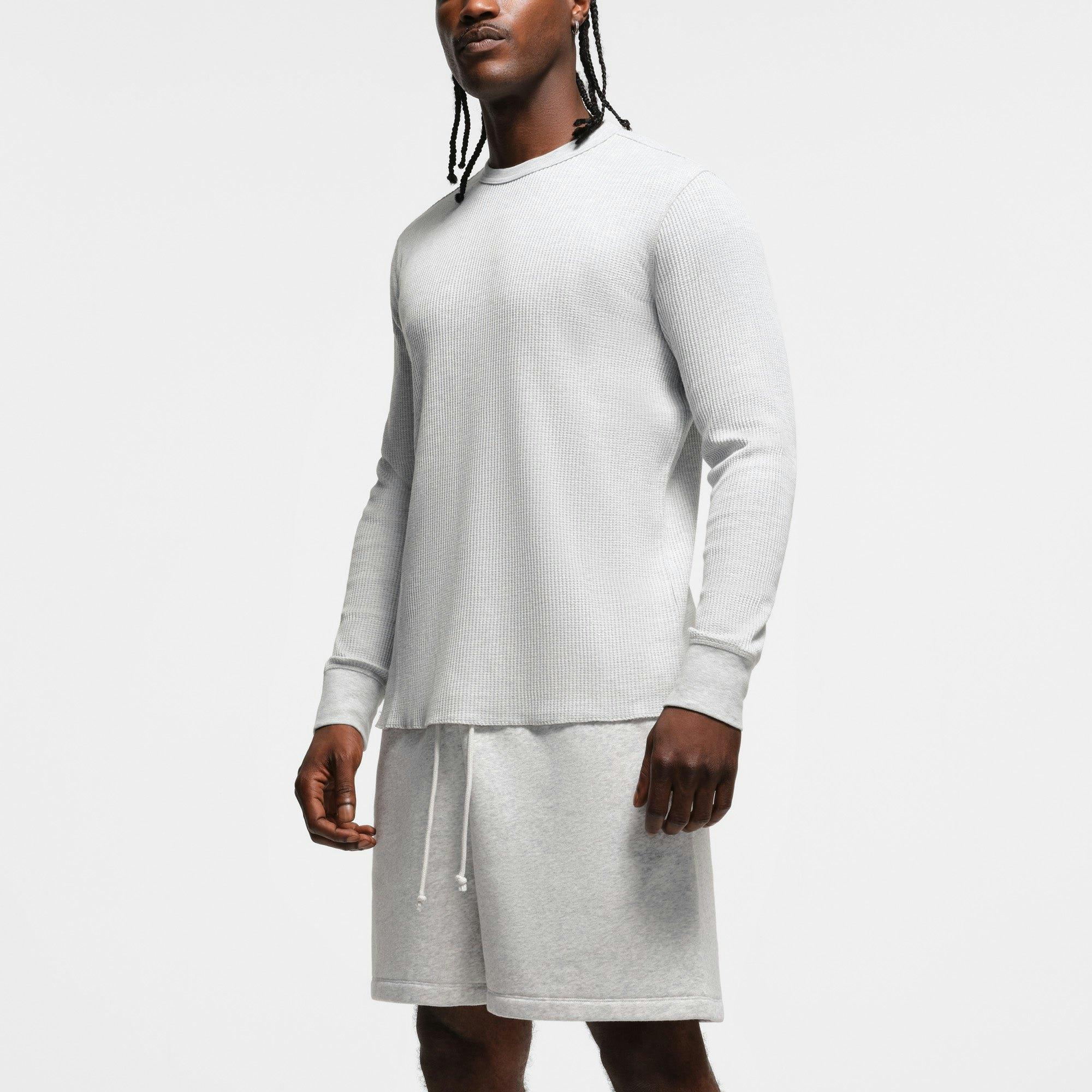 WAFFLE MENS CLASSIC LONG SLEEVE T-SHIRT | LIGHT HEATHER GREY Product Image