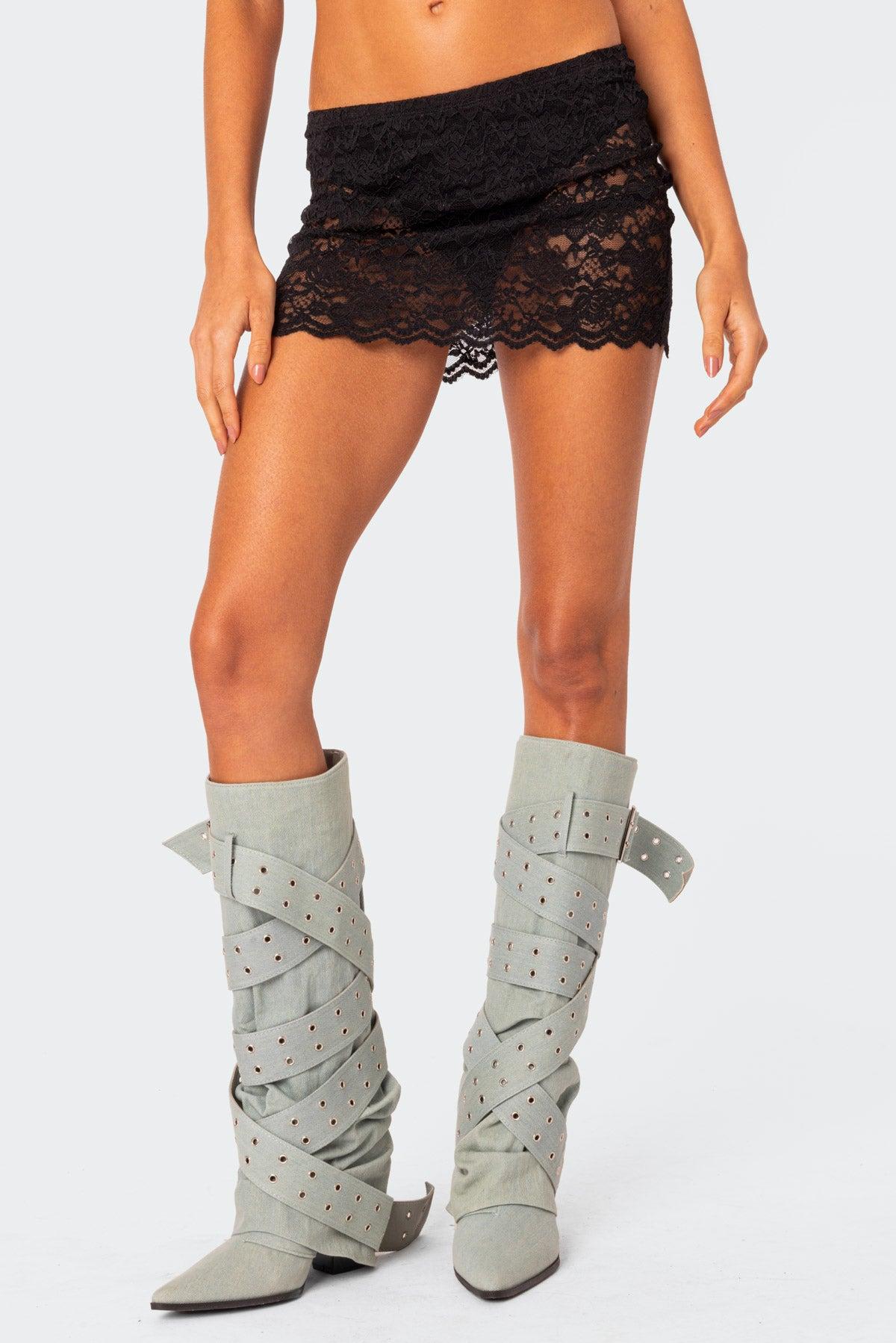 Kaylie Sheer Lace Mini Skirt Product Image