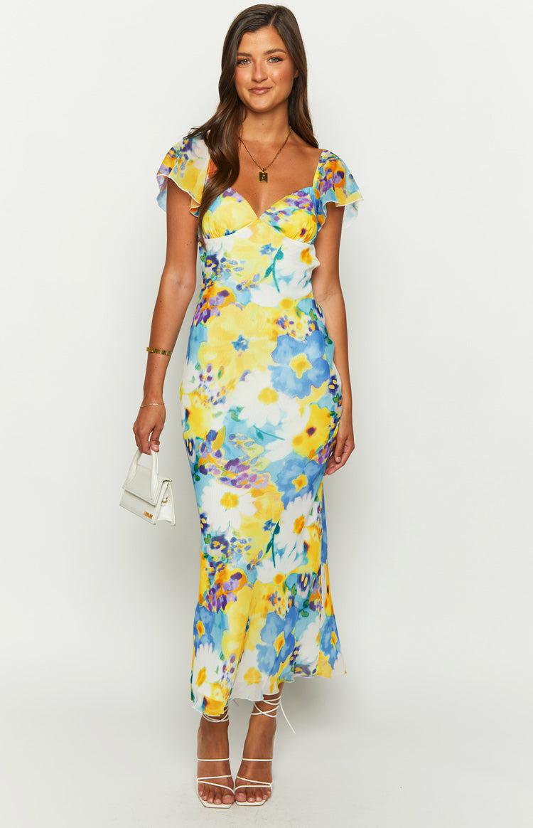 Raymi Blue Floral Chiffon Maxi Dress Baby Product Image