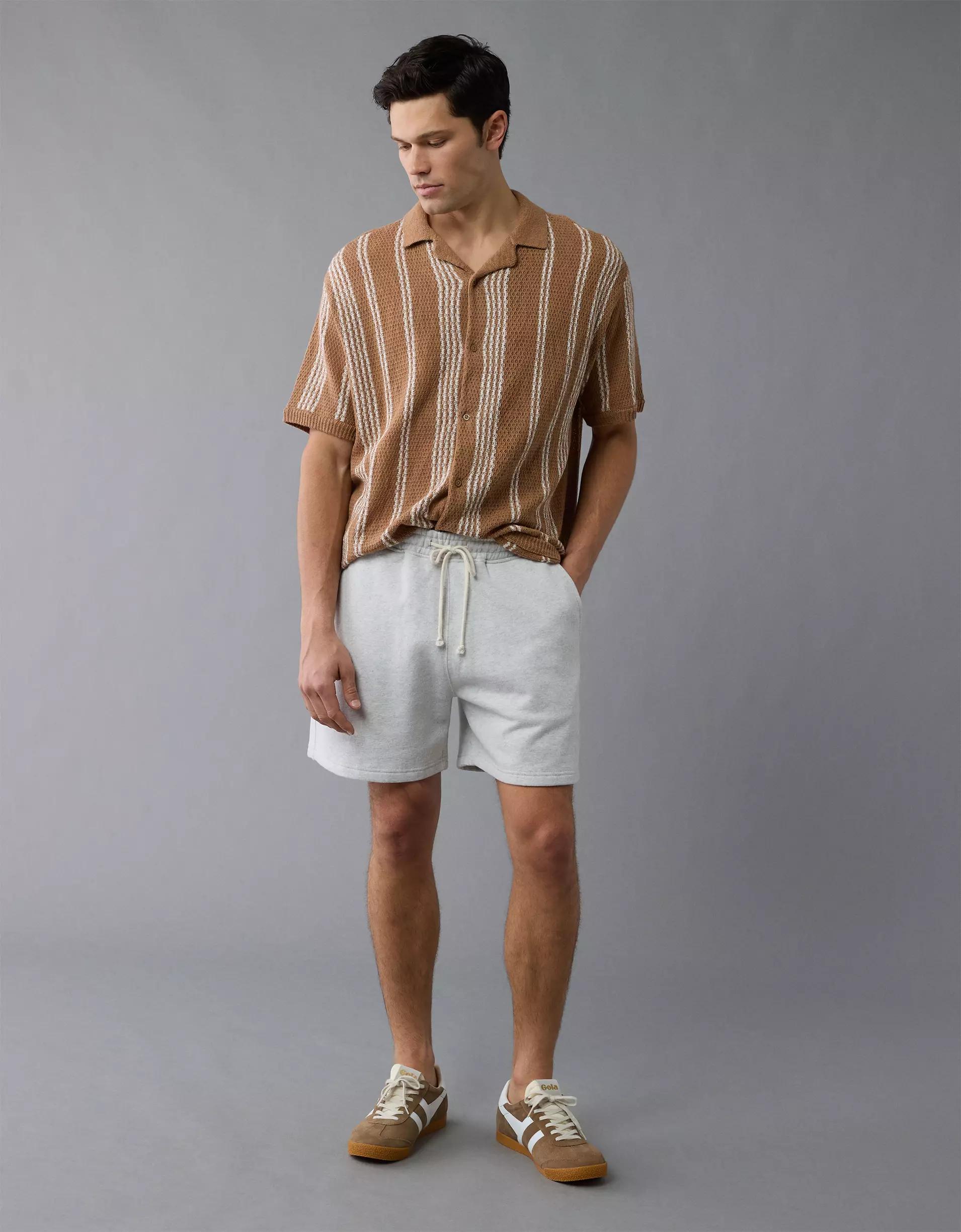 AE Weekend Striped Button-Up Sweater Polo Shirt Product Image