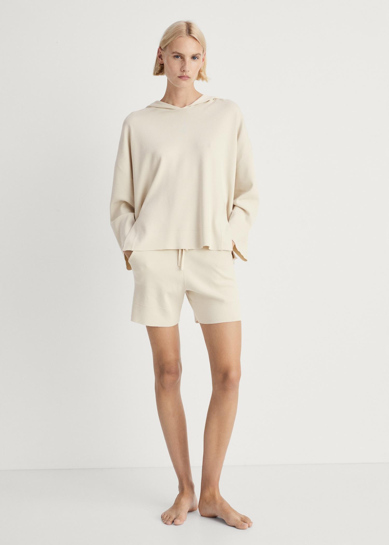 Rib-knit hoodie sweatshirt - Women | MANGO USA Product Image