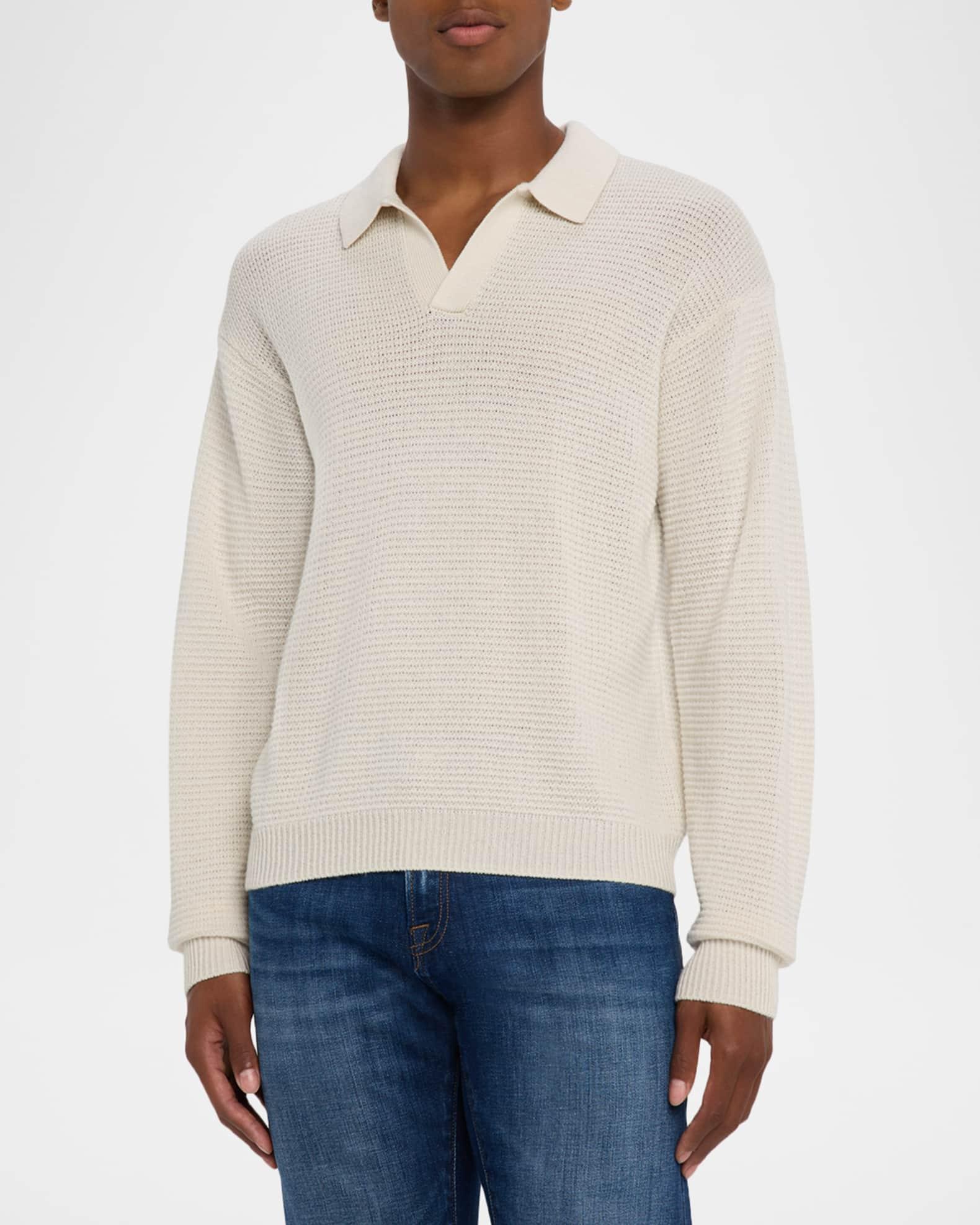 Men's Knit Wool and Cashmere Johnny Collar Sweater Product Image