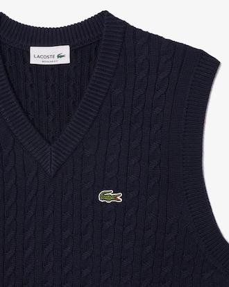 Cable Knit Cotton Sweater Vest Product Image
