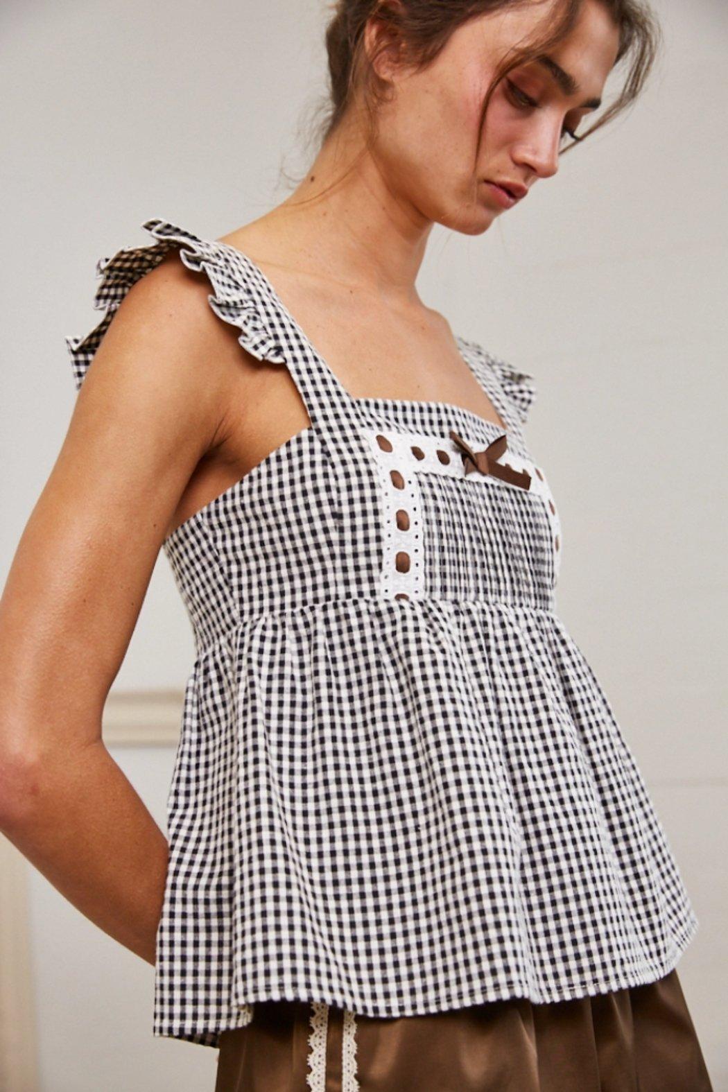 Gingham Bow Tie Top Product Image