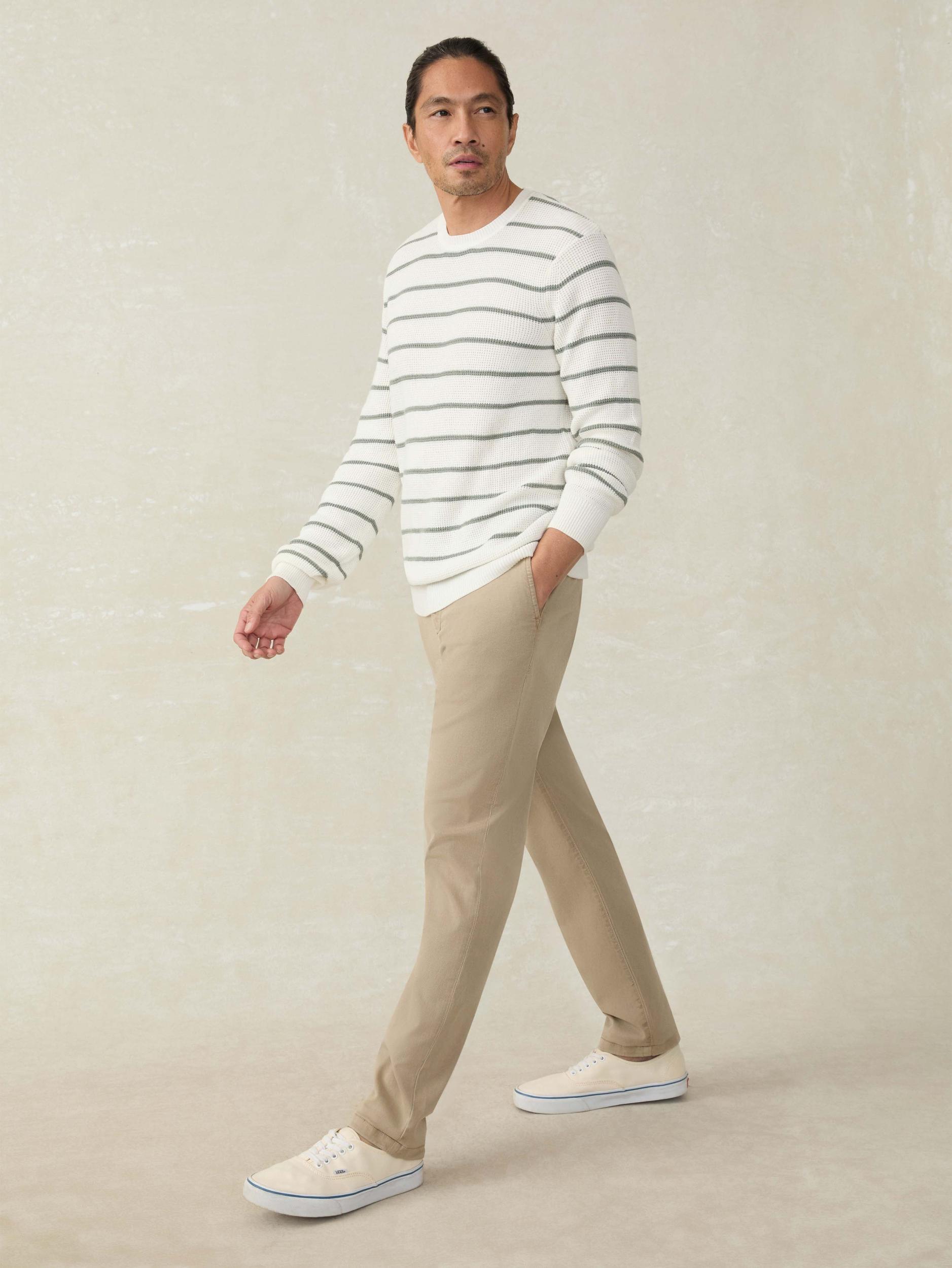 Sunwashed Crewneck Sweater - White Sage Stripe Male Product Image