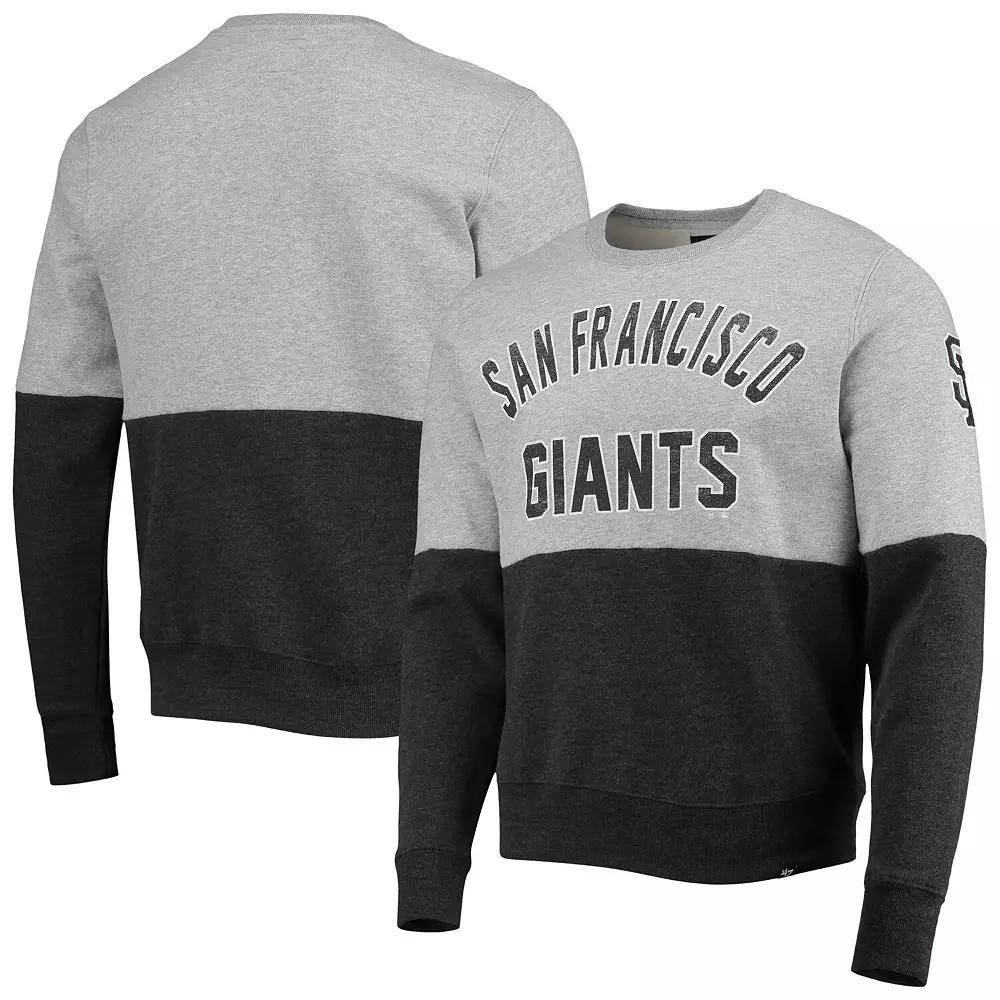 Men's '47 Heathered Gray/Heathered Black San Francisco Giants Two-Toned Team Pullover Sweatshirt,  Product Image