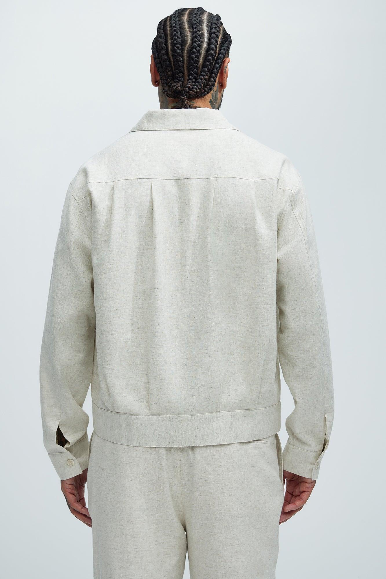 Bahamas Linen Zip Jacket - Oatmeal Product Image