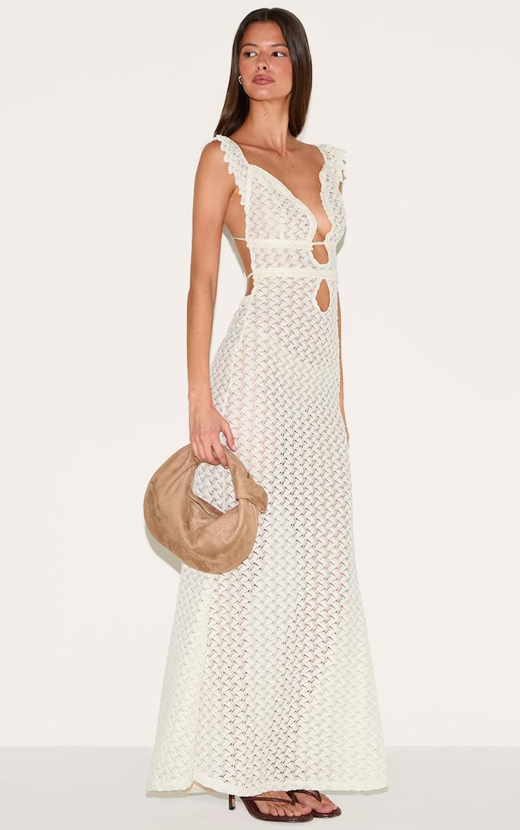 Natural Textured Frill Strap Maxi Dress Product Image